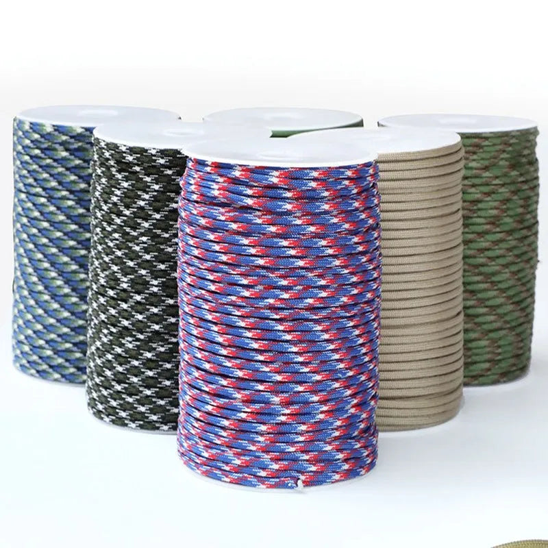 100M 550 military standard 7 core paracord 4mm outdoor parachute rope survival parachute tent lanyard camouflage parachute rope