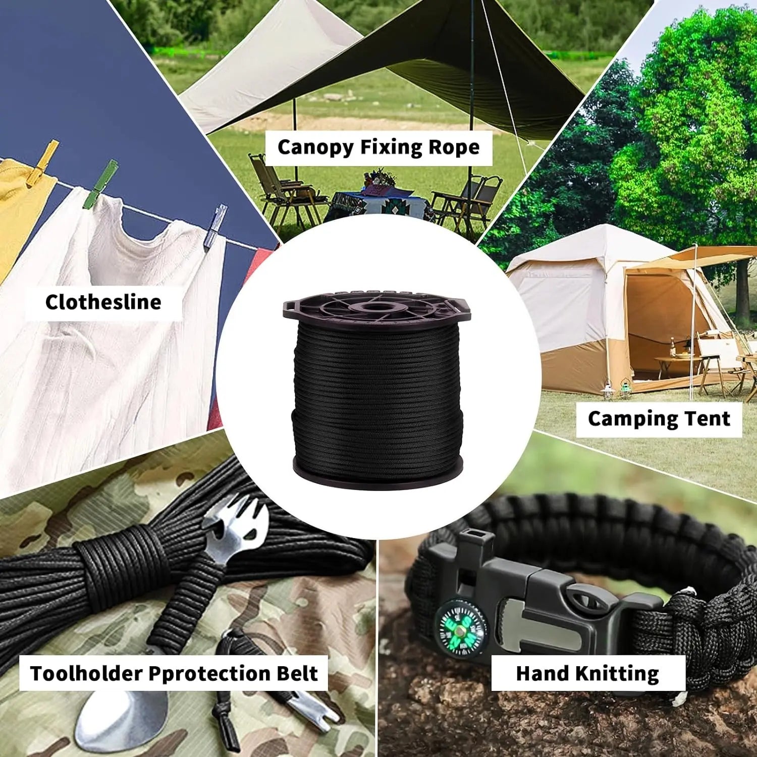 650 lb Paracord 100m 9 Core 4mm Military Tactical Parachute Spool Tent Rope Lanyard for Outdoor Survival Camping DIY Bracelet