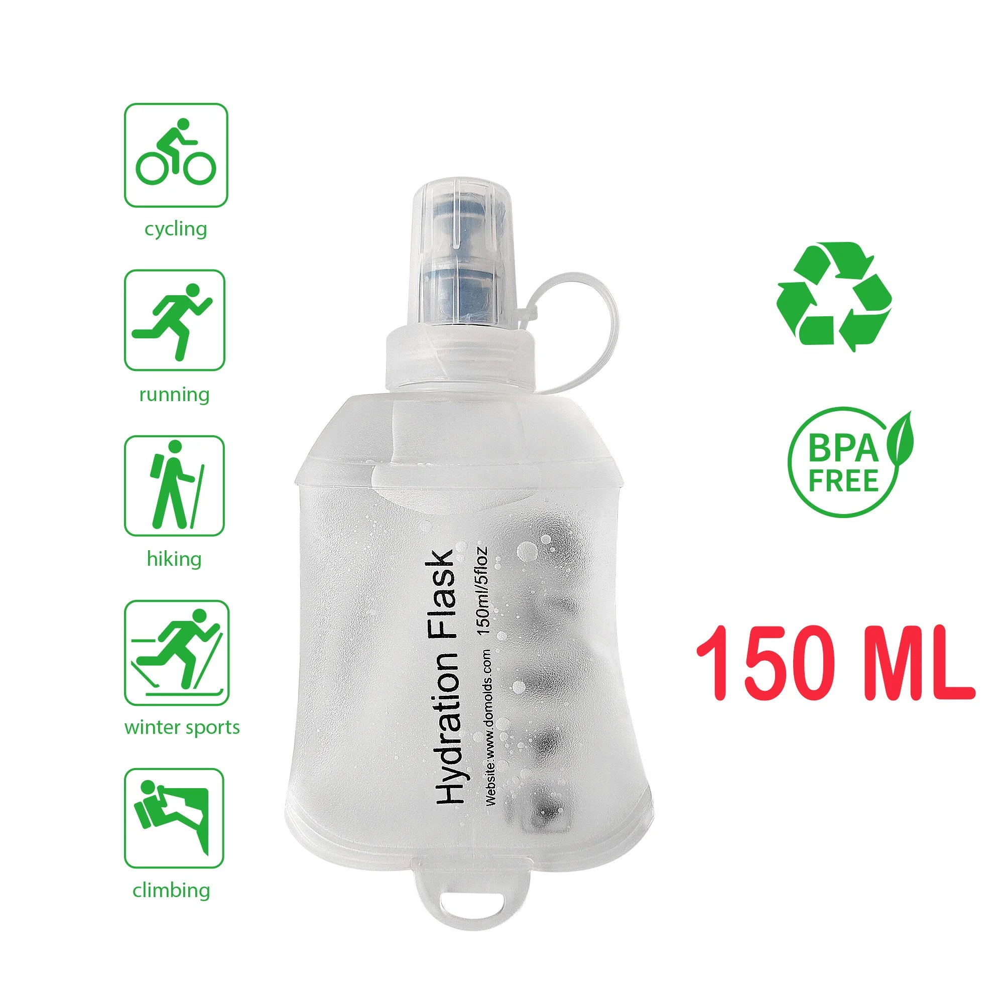 AXEN 500ML 250ML 150ML White Folding Water Bottle Collapsible Soft Flask TPU For Cycling Running Camping Travelling
