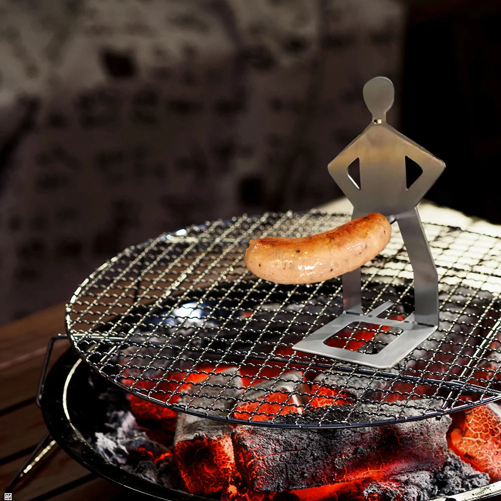 Stainless Steel BBQ Sausage Holder Novelty Party Camping Gifts Funny Sausage Roaster Reusable Hot Dog Grill for Outdoor Camping
