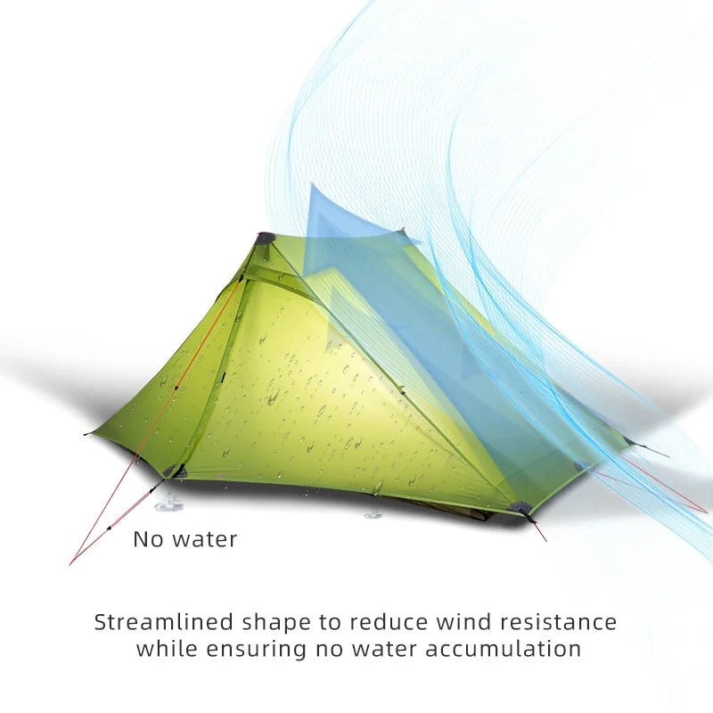 3F UL GEAR Lanshan 2 Pro 2026 Silpoly/Silnylon Tent Outdoor Ultralight Poleless Tent T-zip Doors Waterproof Hiking Backpacking