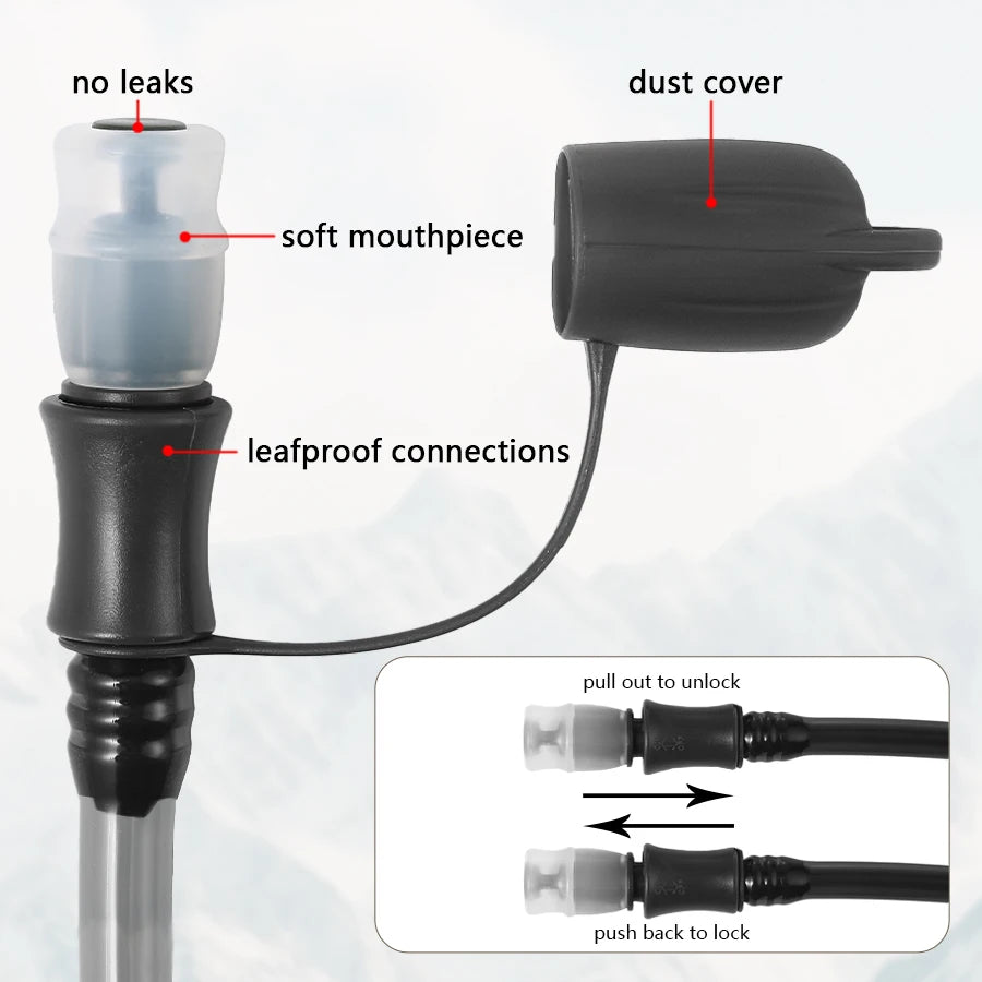 1.5L~3.0L water pipe, one click quick release outdoor water bag, foldable with multiple color options
