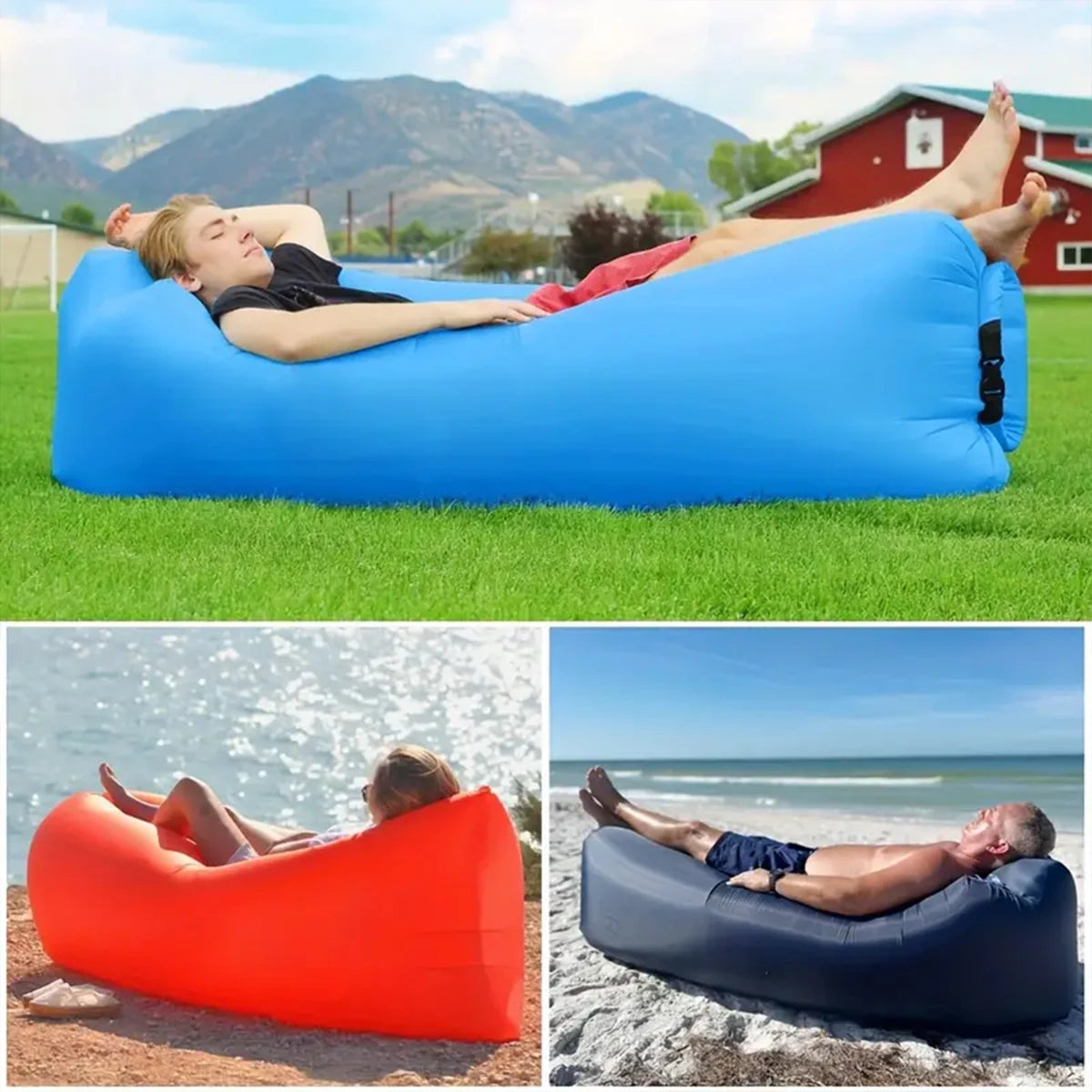 Portable Inflatable Lounger Air Sofa Water Proof and Anti-Air Leaking Design for Beach Traveling Camping Picnics Music Festival