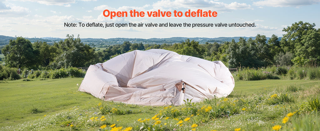 SucceBuy Inflatable Tents for Camp 3-5 Person Easy Setup Blow up Tent with Hand Pump 300D Oxford Tent with Doors & Mesh Windows